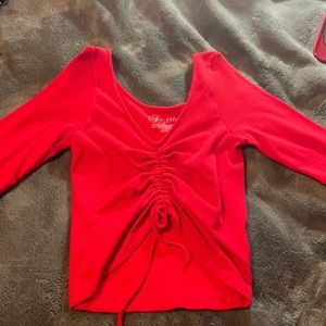 Red Long Sleeve Crop Top